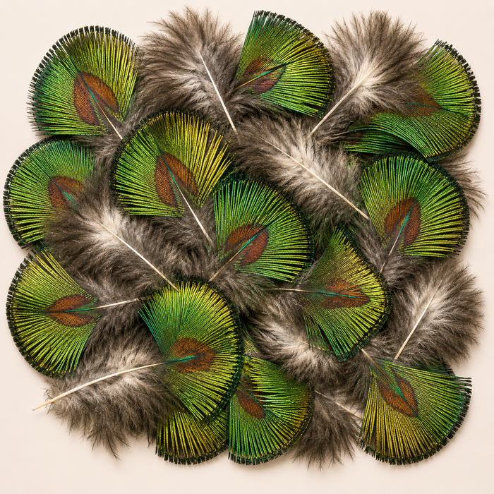 Natural Peacock Gold Plumage Feathers- 25 Pieces