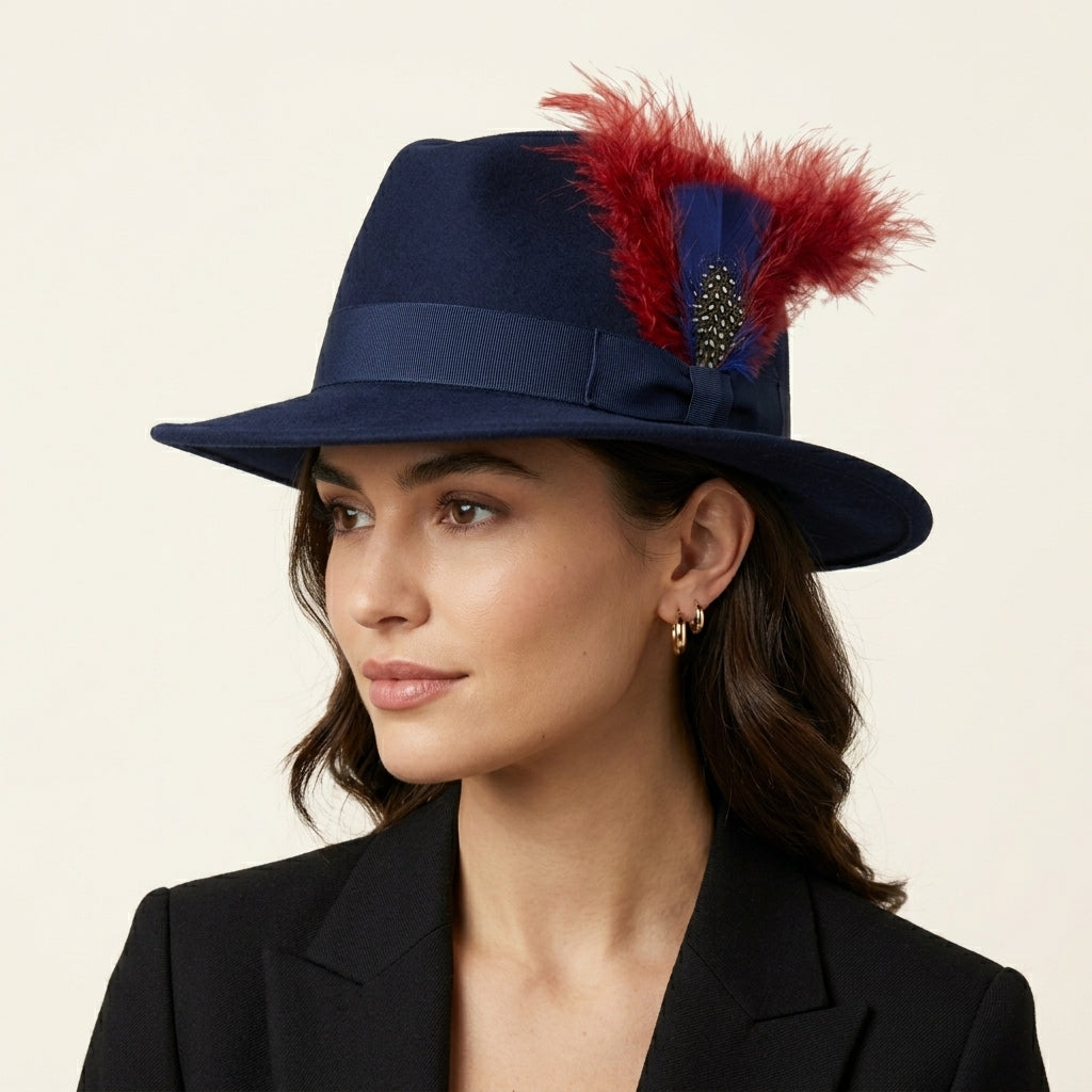Coque, Turkey & Guinea Feather Hat Pin