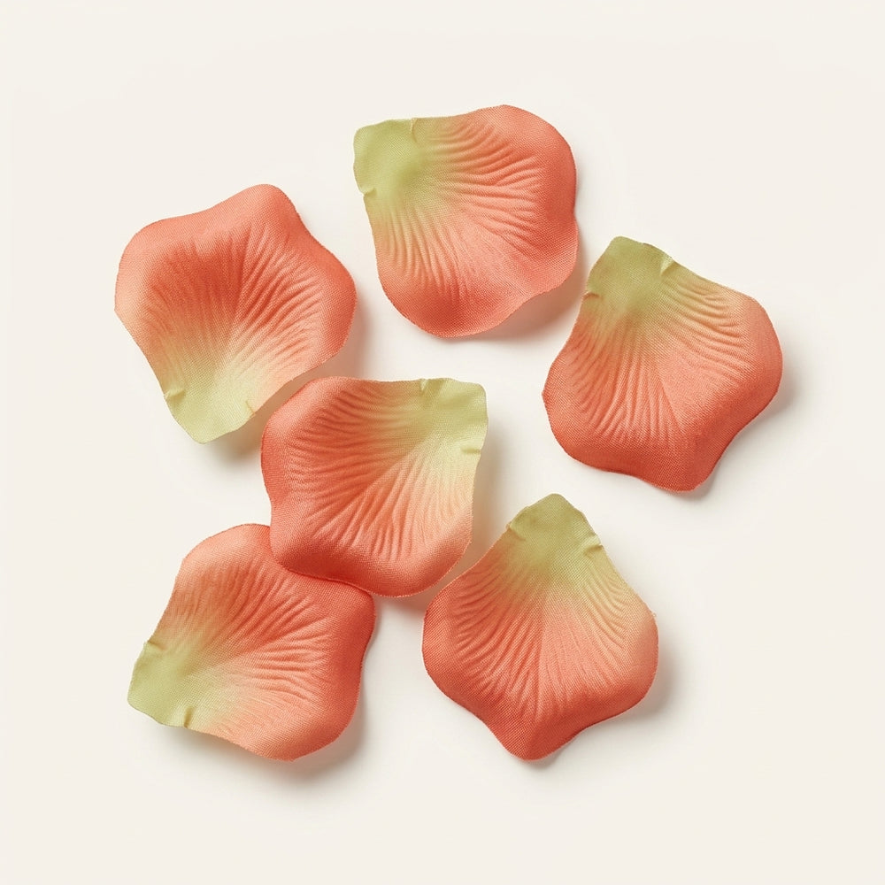 Paper Faux Rose Petals – Peach Coral & Green Accent