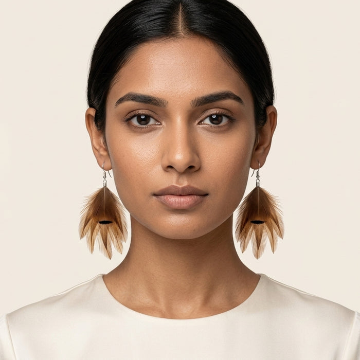 Ringneck Pheasant & Coque Earrings