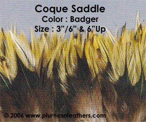 Natural Strung Badger Saddle Feathers +5" ½ Oz.