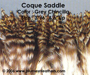 Natural Strung Grey Chinchilla Saddle Feathers +4" ½ Oz.