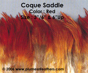 Natural Strung Red Brown Saddle Feathers +2" ½ Oz.