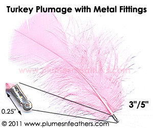 Turkey Plumage Feathers Dyed 3”/5” w/ Metal Fitting 10Pc. Pack